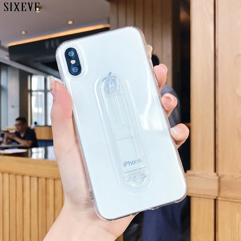 

SIXEVE Clear Soft Silicone Case For Samsung Galaxy S8 S9 Plus Full Protect Bracket ring Cover For iPhone X 6 6S 7 8 Plus housing