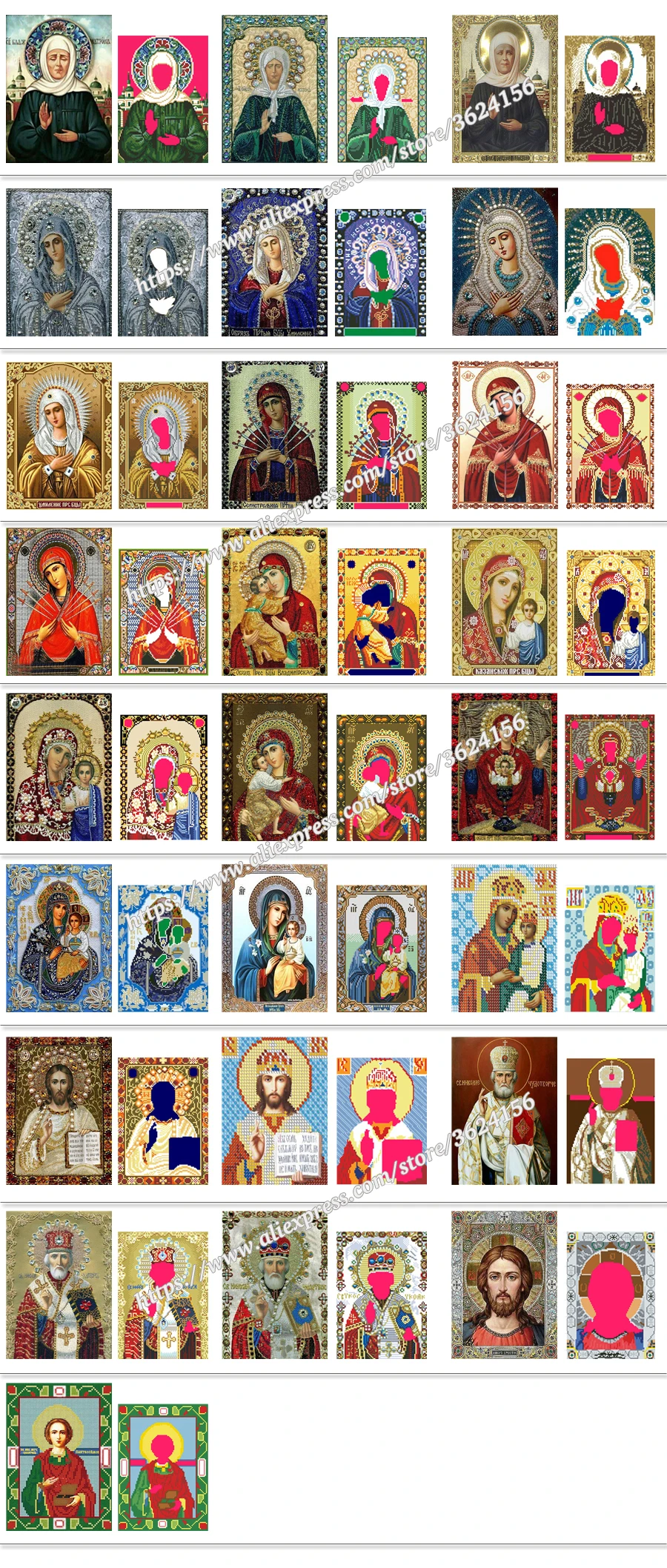 Portrait Icon DIY 5D Diamond Embroidery Religion Diamond Mosaic Diamond Painting Pattern Rhinestone crystal glass drill bead religious craft classic style home decor (8)