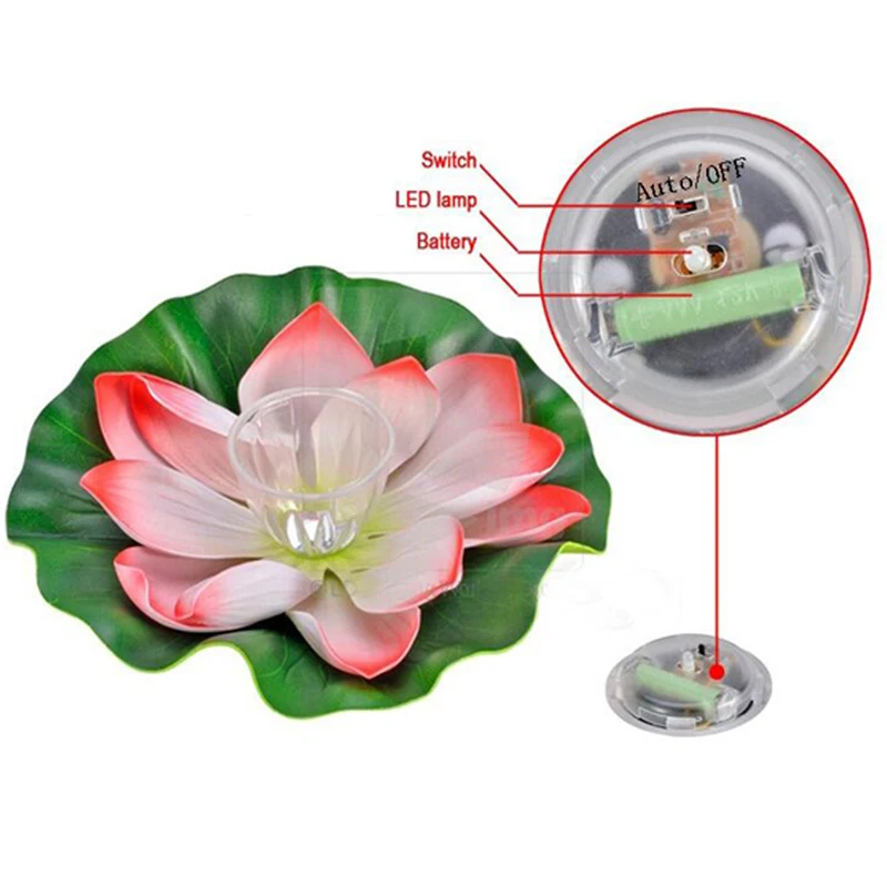 Bulbo de Luz Jardim ao ar Livre à Prova Solar Jardim Água Forma Lotus Luz Flutuante Flor Lâmpada Garden Pool Party Nightlight - d' 6 Ar Livre À Prova D' Água Forma