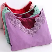 Стиль плюс бархатное утепленное термобелье боди супер мягкое кружевное нижнее белье с v-образным вырезом