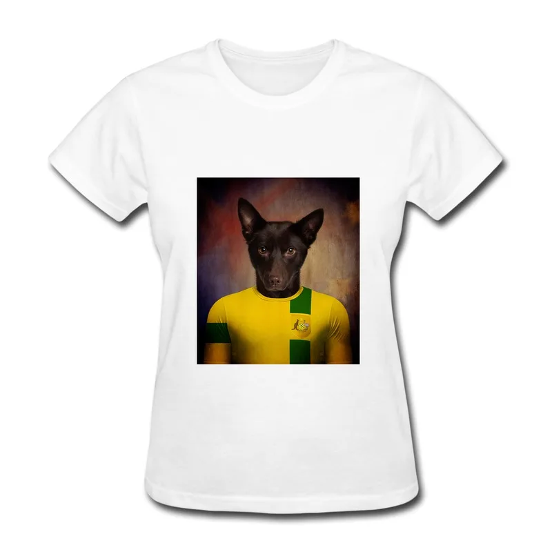 O-Neck Woman Teeshirt 2014 Brazil Worldcup Dog Australia Kelpie Print Own Round-Neck T for Women | Женская одежда