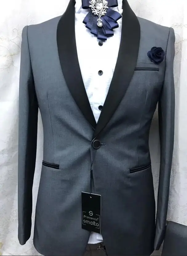 Бренд черный шаль лацкане Slim Fit мужские костюмы для свадьбы красный серый Жених Смокинги Белые мужские костюмы с брюками шт. 2 шт. куртка - Цвет: same as image