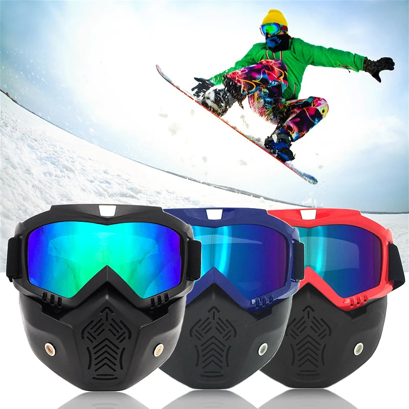 New Modular Mask Detachable Goggles Mouth Filter Ski Glass Men Women