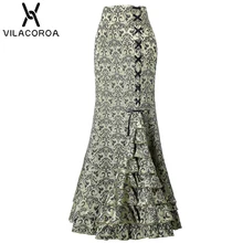 Новинка, женские юбки размера плюс, модные сексуальные длинные юбки с оборками, Женская винтажная юбка, Jupe Femme Faldas Mujer