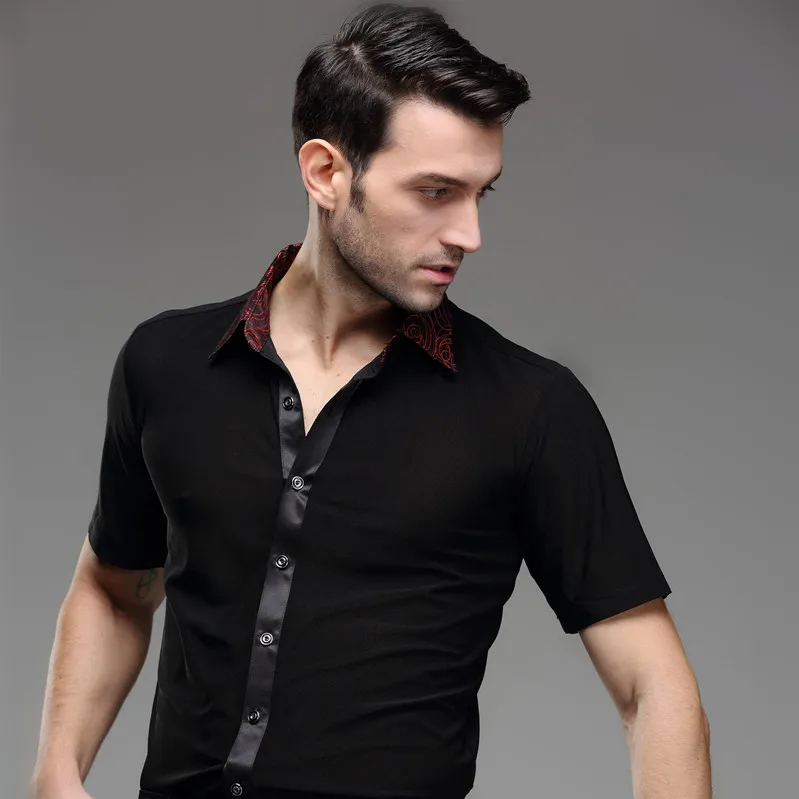 

2018 Latin Dress Tango Dress Man Summer Latin Dance Wear Samba Modern Leotard Clothes Male Adult Top Short-sleeve Square