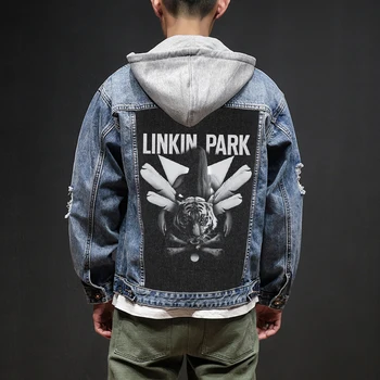 

Bloodhoof Store Linkin Park Rock And Roll Death Heavy Hardcore Punk Style Patch Designs Denim Jeans mens Jackets And Coats