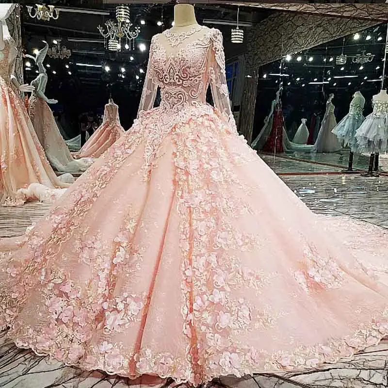 pink and white wedding gowns