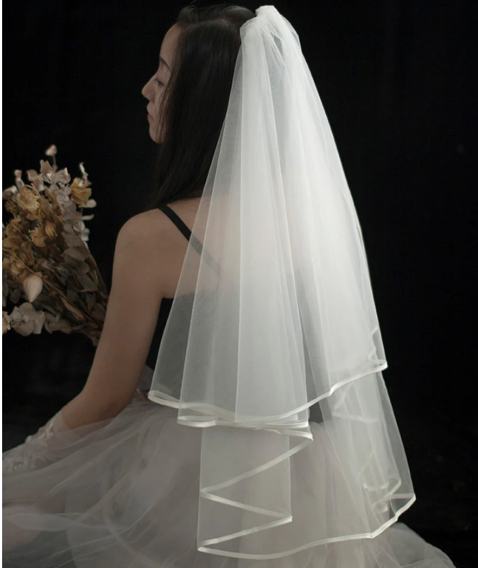 

2 layer wedding veil elbow length veil with comb in white, ivory