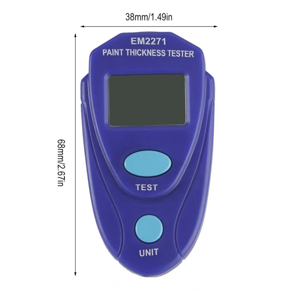 2018 New EM2271 Mini Coating Digital Painting Thickness Tester Meter Mini LCD Car Coating Thickness Gauge No Battery