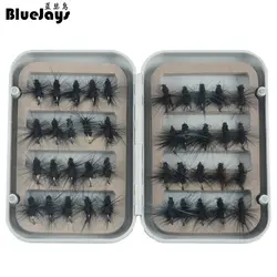 BlueJays best 32 шт. DIY fly приманки насекомых ant приманки кумжа Рыбацкая приманку Fly Крючки набор с коробкой Черный /красный цвет, Бесплатная доставка