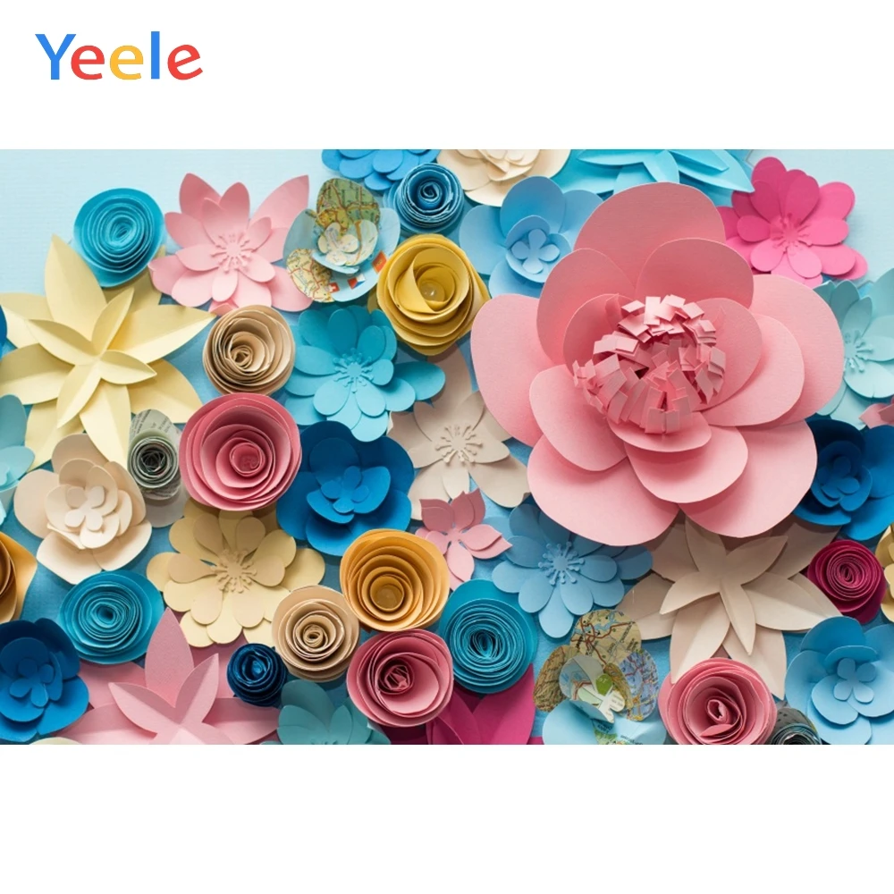

Yeele Colorful Floral Paper Flowers Wall Baby Wedding Photocall Photography Backgrounds Photographic Backdrops For Photo Studio