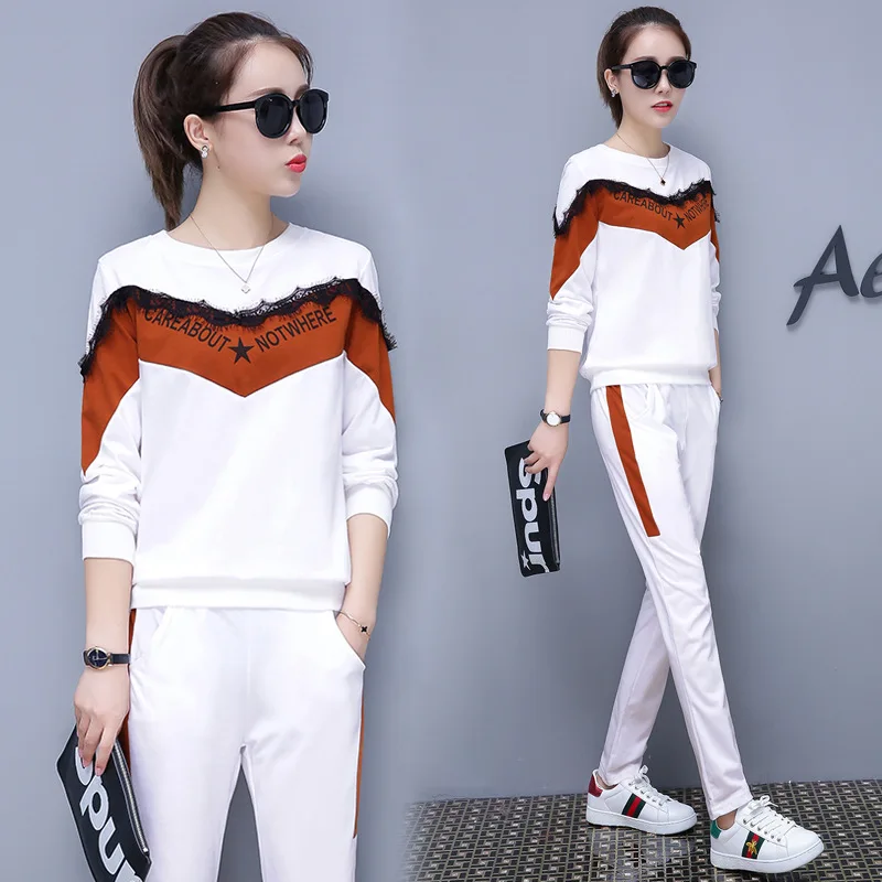 

LHQ Spring 2019 Recreational Sports Suit Long Sleeve Student Suit Large Size Two-piece Suit 22-0