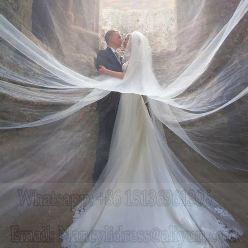 Discount High Quality Elegant Wedding Veil 3 Meters One Layer Long Bridal Veils With Comb Wedding Accessories voile marriage (5)