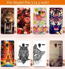 Diy pintado caso capa transparente para Alcatel One Touch Pixi3 4.5 polegada 4027X 4027D 4028A 4028E telefone frete grátis