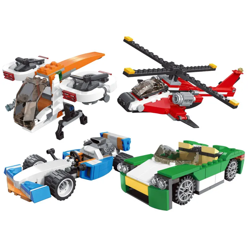 

Blocks Technic The Racing Car Helicopter Drone 3 in 1 Model Building Blocks Toys For Children Assemble Technic City Car Block