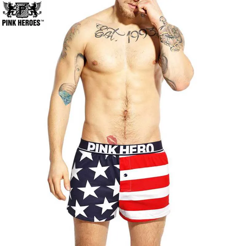 

PINK HEROES Sexy Men Boxer Soft Breathable Underwear Cotton Underpants Knickers Sexy Print Shorts Underwear Cueca Boxer DropShip
