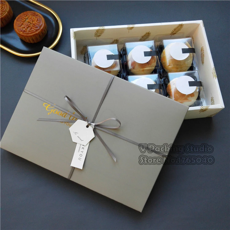 

22.5x15x5cm Bronzing Feather Cake Box Dessert Macarons Mooncake Boxes Pastry Packaging Boxes 50pcs/lot