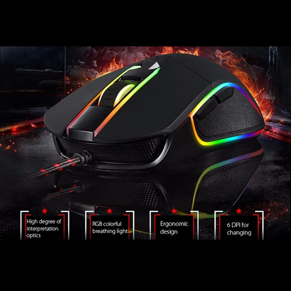 Motospeed V30 профессиональная Проводная игровая мышь с usb портом 3500DPI светодиодный