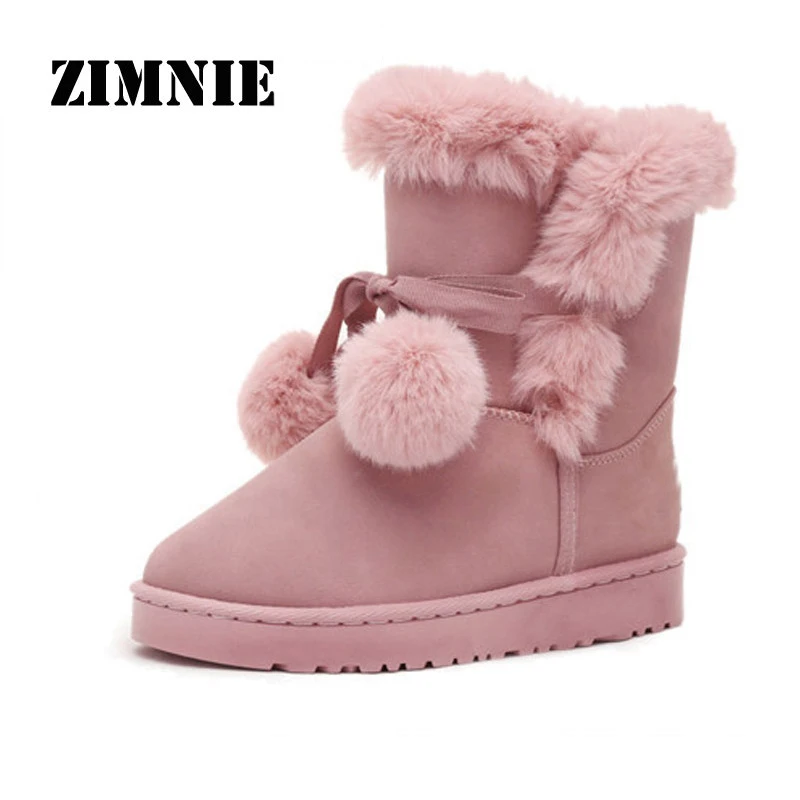 

ZIMNIE New Woman Snow Boots Winter Shoes Warm Classic Plush Ankle Boots 2019 Brand Female Casual Shoes Wedge Slip-On Snow Boots