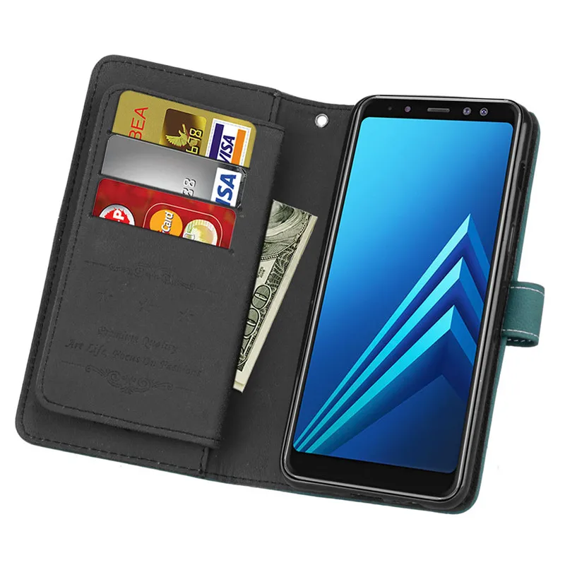 For Coque Samsung Galaxy J8 2018 Case Cover Luxury Matte Leather Wallet Stand Flip Phone Cases on For Samsung Galaxy J8 2018 J810F Case46