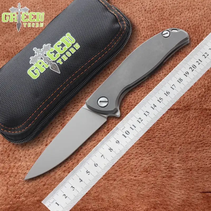 Складной нож Green thorn F95 Flipper титановый Карманный резец с плоской ручкой лезвие D2 TC4