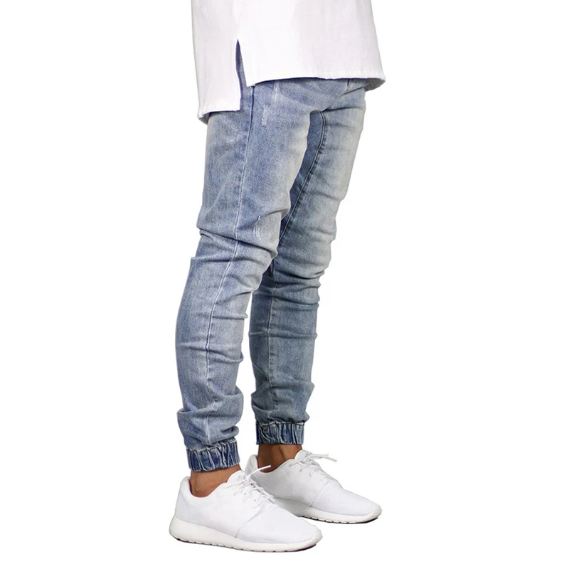 Fashion Stretch Denim Men Jeans Joggers Hip Hop Denim Jogger Pants For Men Fashion Black Blue Mens Skinny Biker Jeans
