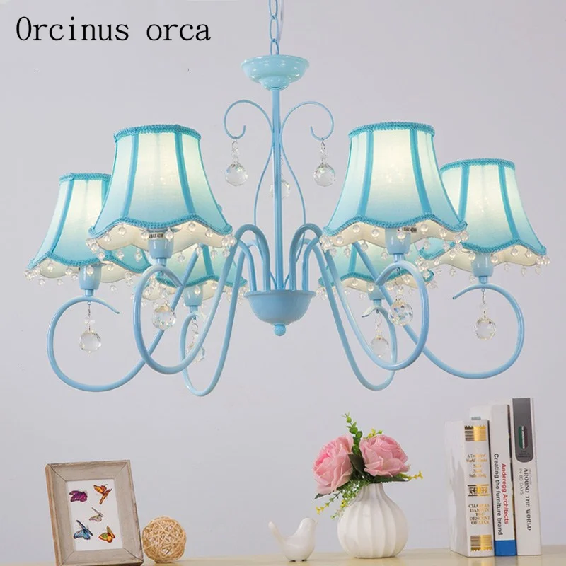 

Nordic creative personality color chandelier Princess bedroom children's room lamp American modern crystal chandelier