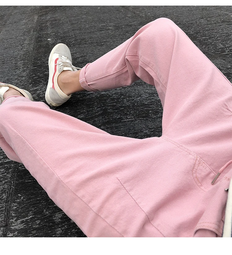 Новые весенние розовые мужские узкие джинсы модные однотонные повседневные джинсовые штаны человек уличная хип хоп ковбойские брюки