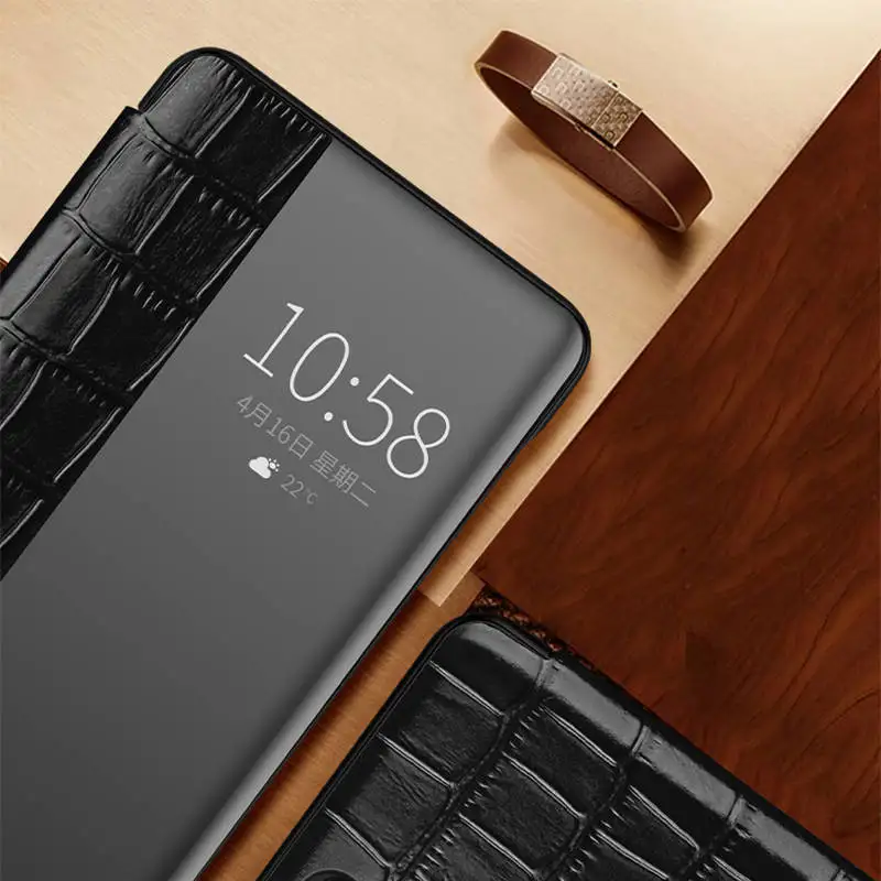 Genuine Leather Case For Huawei P30 Pro Case Cover Wakeup Window View Intelligent Etui Coque For Huawei P30 Cases Phone Fundas
