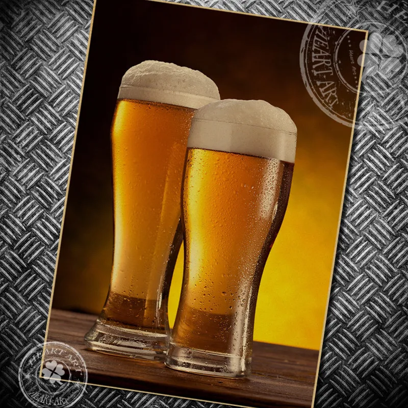 

Retro Kraft Paper Poster vintage BEER painting Wall Sticker Living Room bar home pub cafe 42x30cm Nostalgia BBQP021