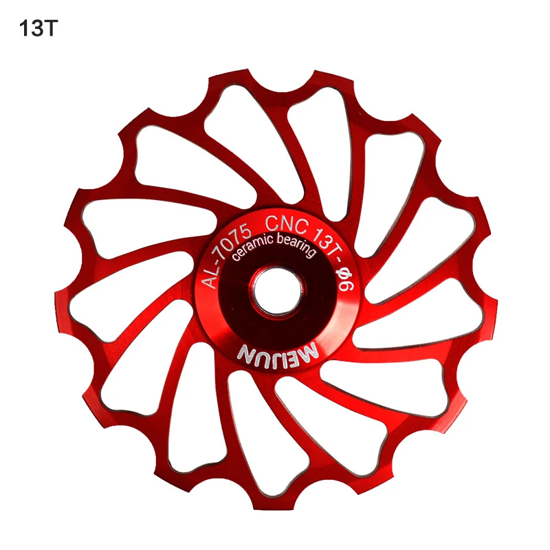 Meijun MTB дорожный велосипед Керамика шкив 7005 Алюминий сплав задний переключатель 11 Т 13 т Руководство Велоспорт Керамика s несущей jockey колеса - Цвет: Red    13T