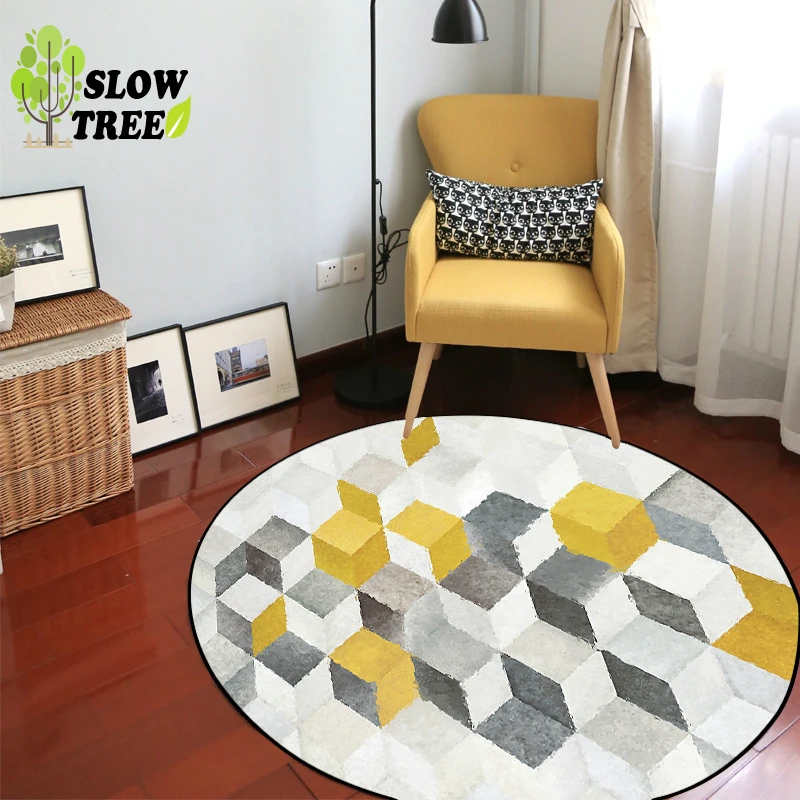 

Slow Tree Geometry Circular Carpet Fashion Simple Nordic Style Bedroom Living Room Carpet Custom Hanging Basket Chair Floor Pad