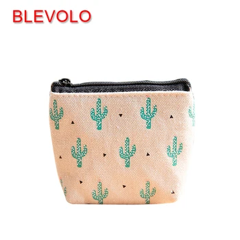

BLEVOLO Creative Cute Unisex Wallets Cactus Canvas Coin Purses Girls Boys Zipper Small Wallet Mini Coin Bags Key Pouch Purses