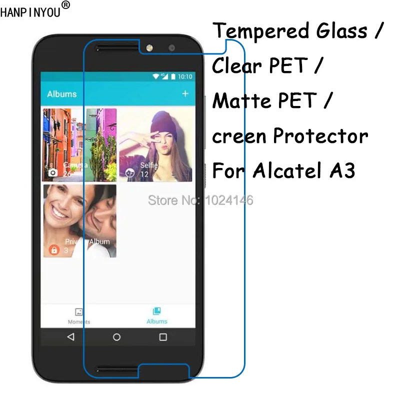

Tempered Glass / Clear PET / Matte PET - Front Screen Protector Protective Film Guard Shield For Alcatel A3 5046D 5046Y 5.0