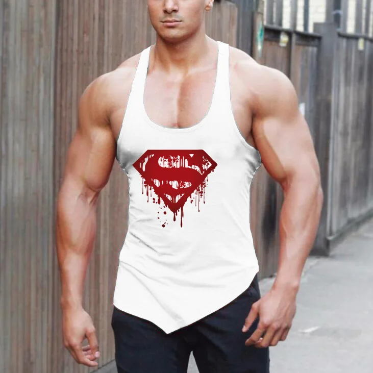 Бренд Muscleguys одежда летний топ на бретелях для мужчин фитнес-майка тренажерные залы брус, Бодибилдинг Рубашка без рукавов тонкая майка для мускулистых мужчин - Цвет: Белый