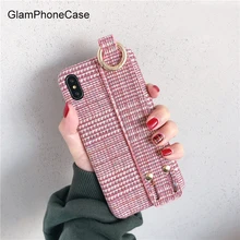 GlamPhone чехол розовый клетчатый тканевый ремешок чехол для телефона для iPhone XS Max XR XS 8 8plus 7 7plus 6/6S Plus мягкая задняя крышка из ТПУ