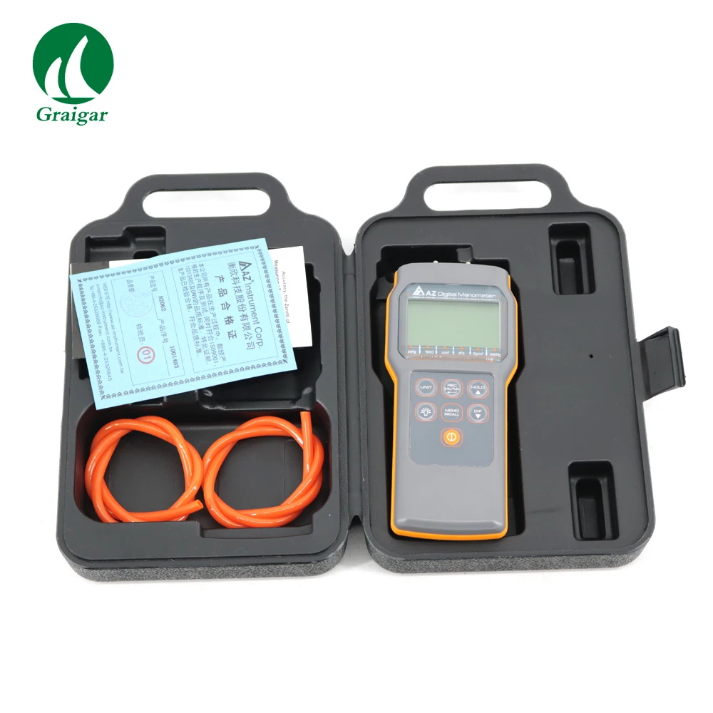 

AZ82062 Pressure Differential Meter Pressure Gauge 99 Points Manual Memories with Review Function