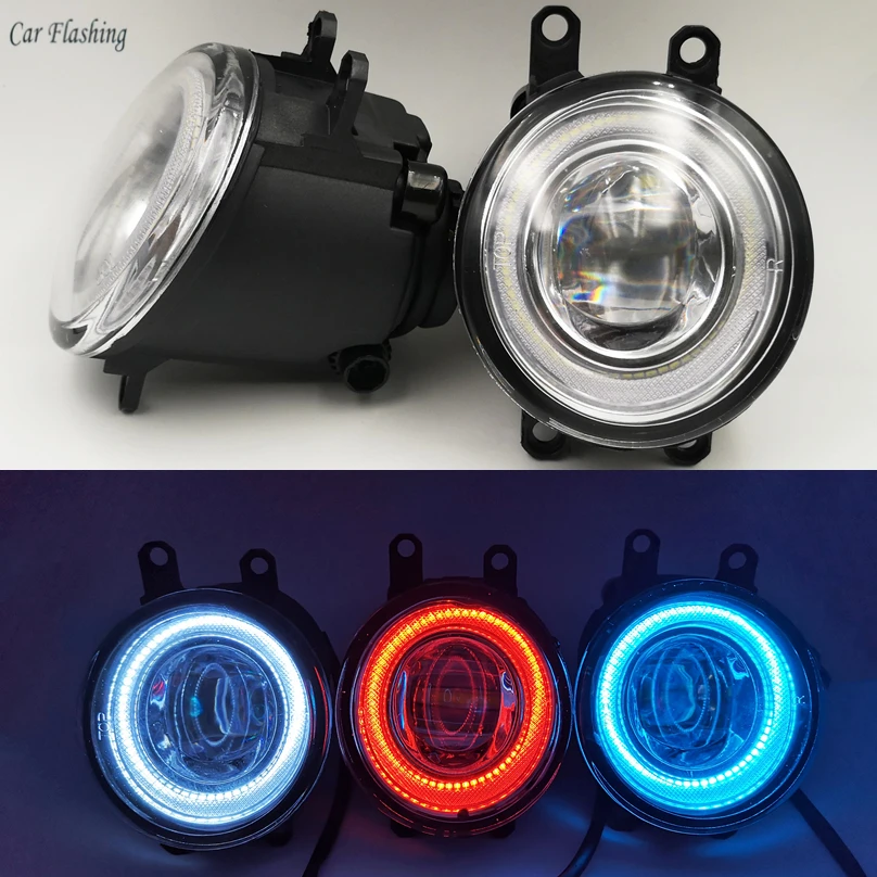 Car Flashing 2Pcs LED Angel Eyes Fog Light Lamp DRL Daytime Running