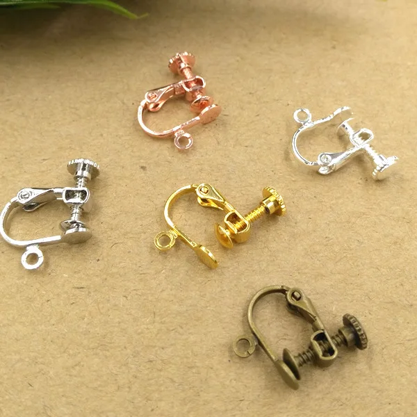 

SEA MEW 50 PCS 14*17mm Metal Copper Ear Clip Base Setting 7 Colors Plated Earrings Blank For Jewelry Making