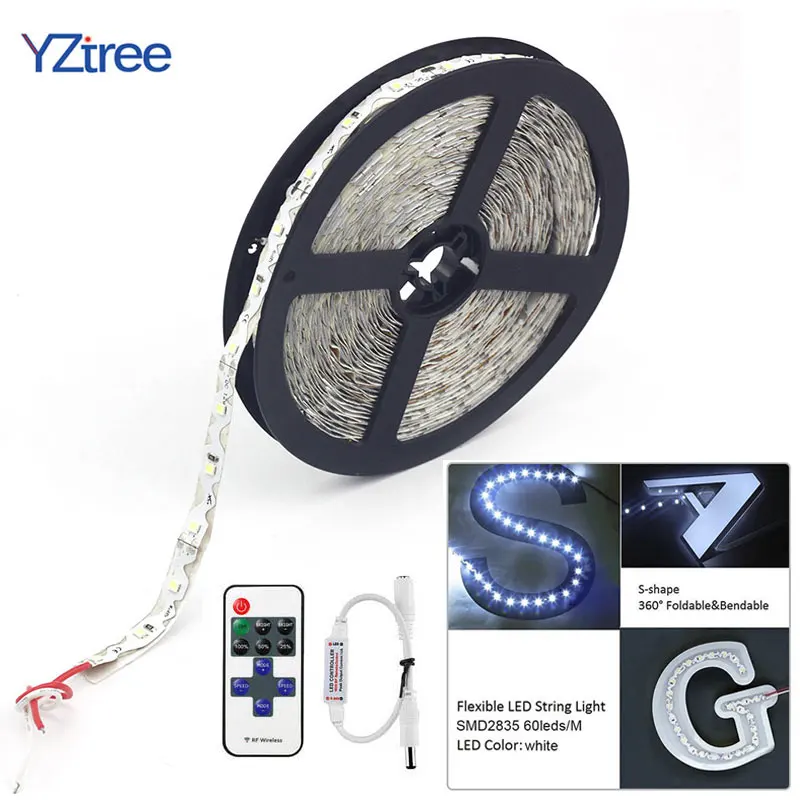 cheap 5M LED Strip 2835 SMD S Shape Flexible 300LEDs DC12V Bending LED Strip Light for Backlight Channel Letters Advertising Light
