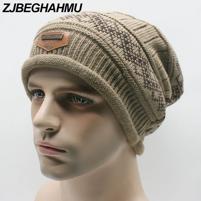 

Adult Print Cotton Hats for Men Autumn and Winter Brand Mens Cap hat plus Men' s Knit Hat Wholesale Free Shipping