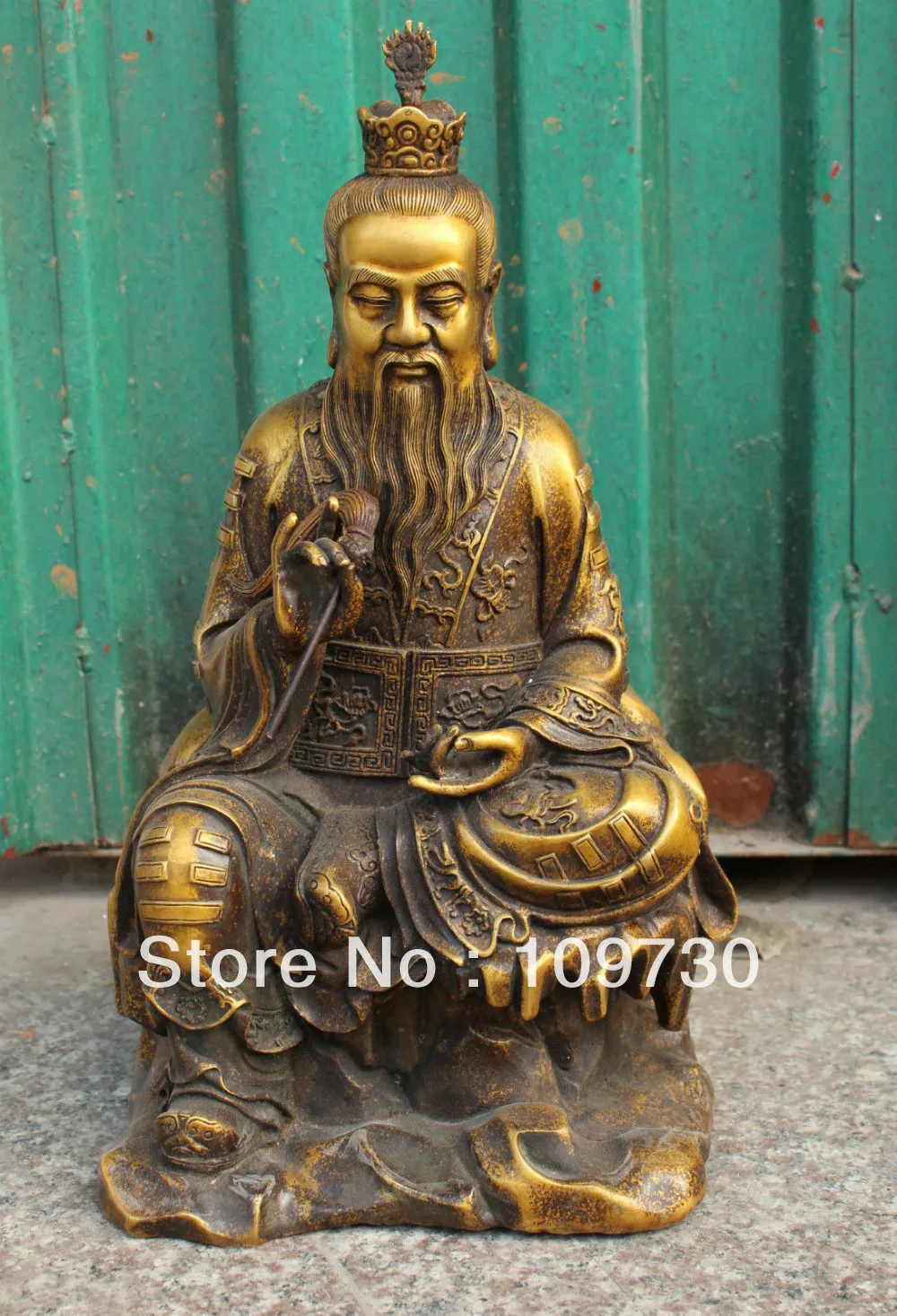 

001017 16" Chinese Taoism Leader Bronze High Lord Laojun Taoist Buddha God Seat Statue