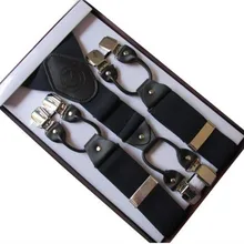 OnnPnnQ Высококачественная подарочная коробка мужские подтяжки винтажные регулируемые эластичные подтяжки 6 клипсов Одежда Аксессуары для отца