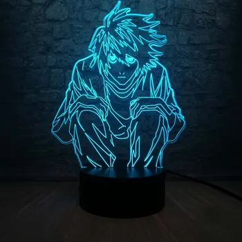 

2019 NEW 3D Lamp Death Note L Lawliet Action Figure LED Table NIGHT LIGHT Multicolor Cartoon Toy Luminaria Teen Room Decor Gift