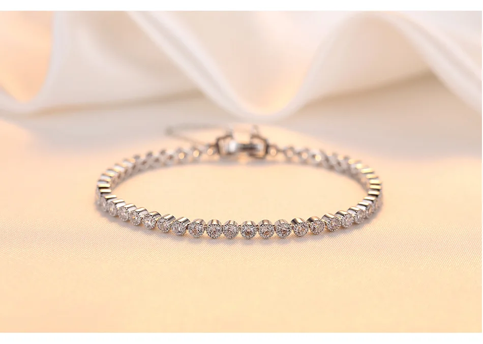 

sterling silver bracelet zircon exquisite ladies silver jewelry bracelet PD02