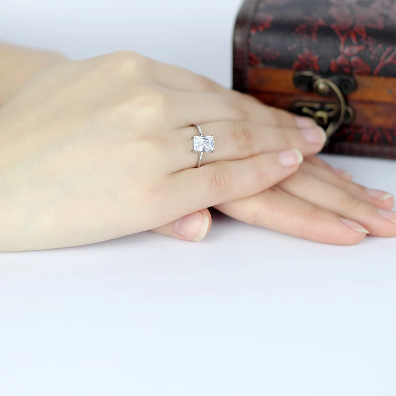 AINUOSHI Мода квадратный кольцо Для женщин кольцо из стерлингового серебра 925 Сона леди обручальное кольцо для годовщины помолвки группа