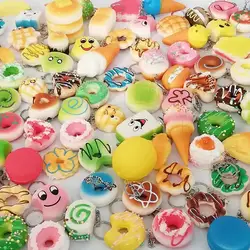 Squishy прелести Kawaii мягкие продукты Squishies торт/хлеб/булочки/мороженое телефон Шарм брелок на 8 12 20 шт. случайный оптовая продажа