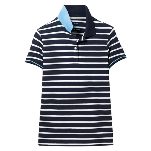 Giordano женская футболка Polo в полоску с короткими рукавами slim fit，имеет несколько цветовых решений и размеров - Цвет: 81Blue