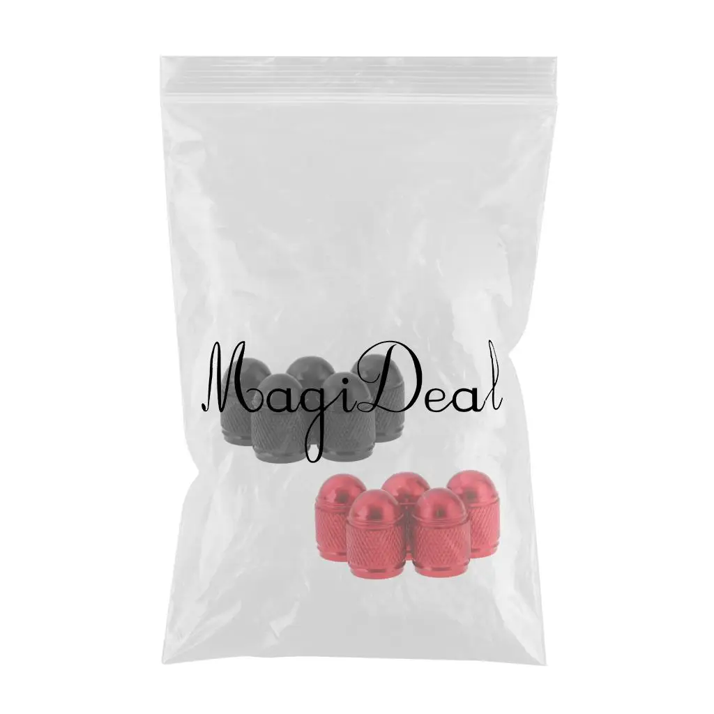 MagiDeal 10 Pieces Black Red Aluminum Bicycle Bike Cycling Schrader Air Valve Dust Cap Cover Accessories Bike Valve Cap