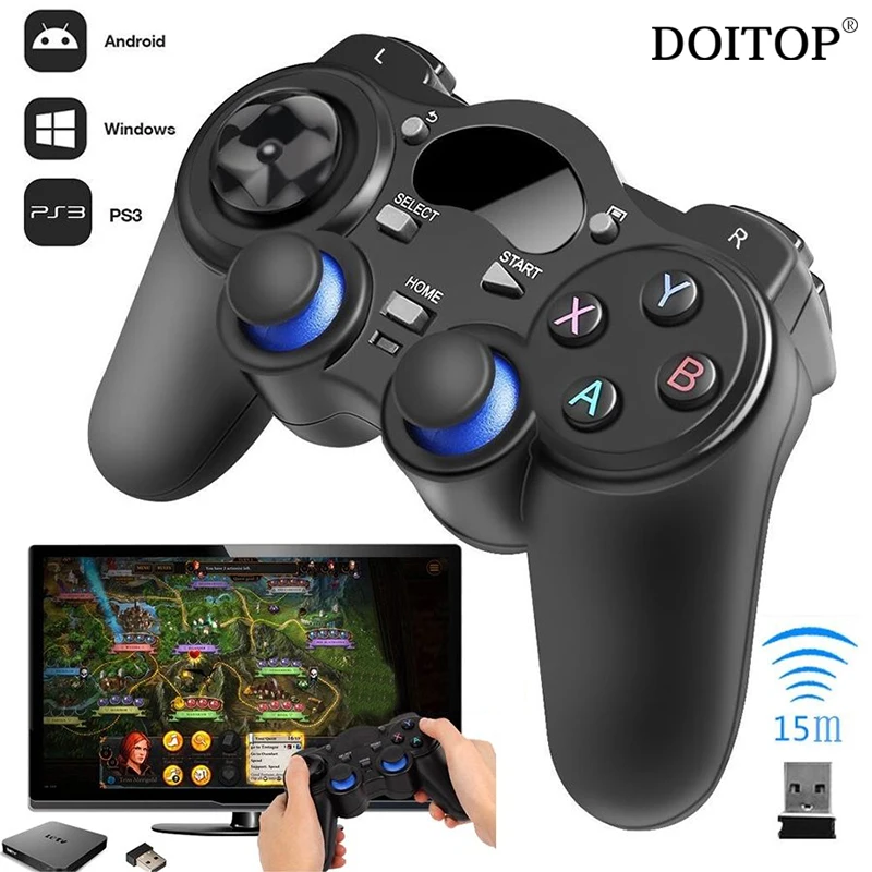 DOITOP 2,4G беспроводной игровой геймпад джойстик контроллер для PS3 tv Box Tablet PC GPD XD Android Windows 8/7/X с USB RF приемником